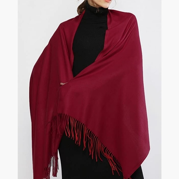 Burgendy Wine Red Pashmina Shawl Scarf Wrap *Nwt* - Picture 6 of 9